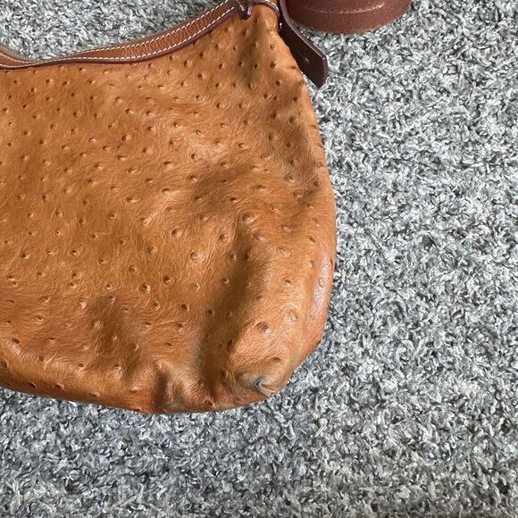 Dooney & Bourke Ostrich Hobo Shoulder Bag Brown Leather Zip Purse - Picture 6 of 12